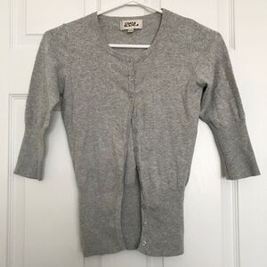 Y2K Costa Blanca Button Cardigan Top Blouse XS Light Grey Half Sleeve